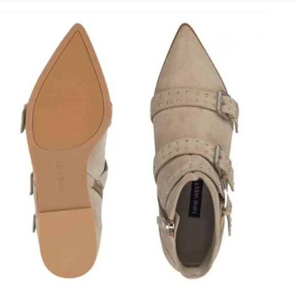 🆕️👞Nine West Seraphim Ankle Booties, Taupe - Sz 8-1/2 - Picture 1 of 9